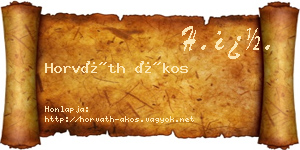 Horváth Ákos névjegykártya